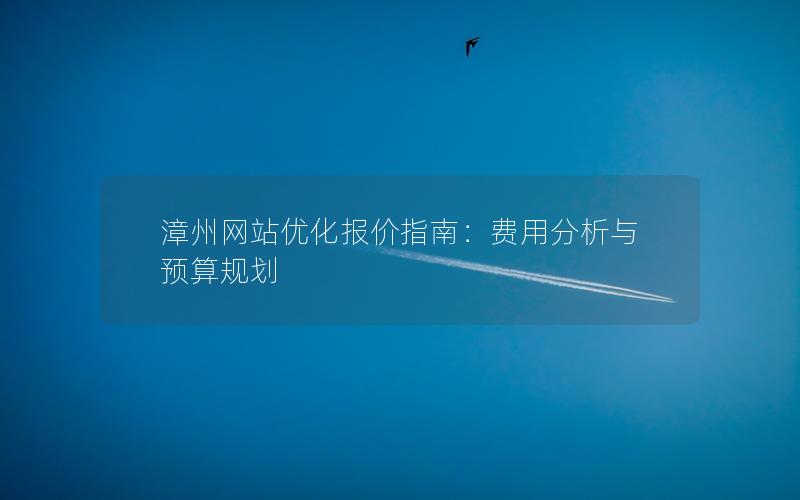 漳州网站优化报价指南：费用分析与预算规划