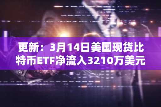更新：3月14日美国现货比特币ETF净流入3210万美元，ARKB流入超1亿美元